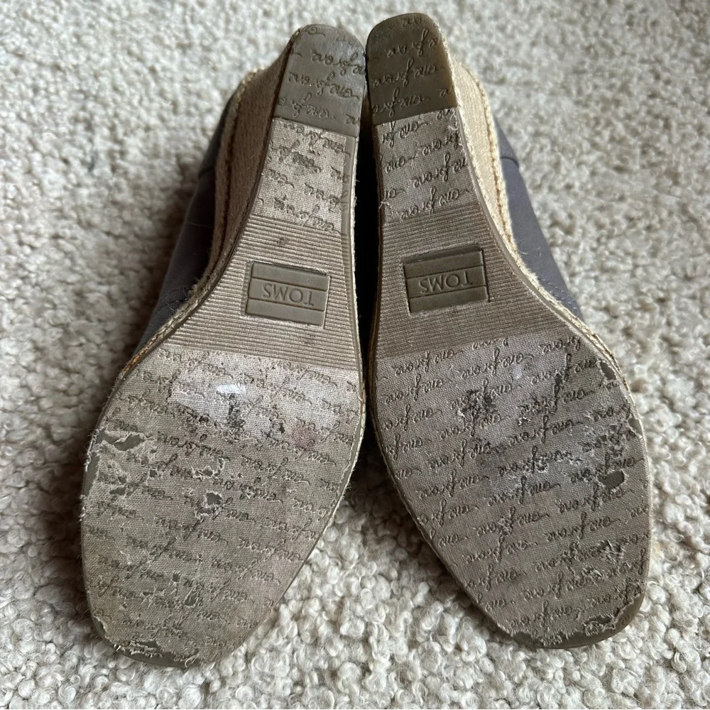 Toms Gray Espadrille Peep Toe Wedge Shoes